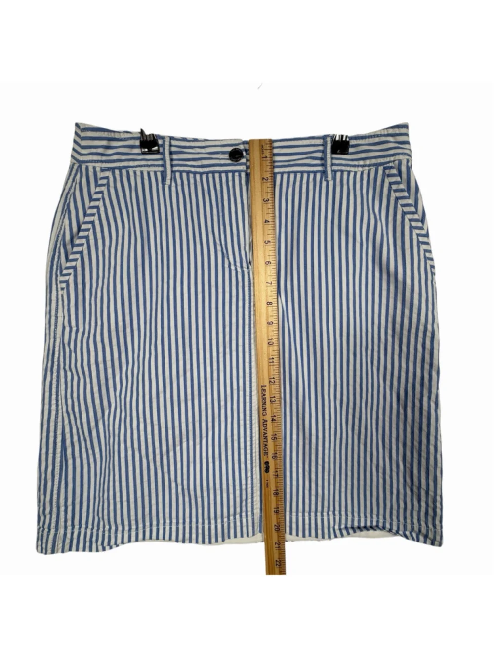 Talbots Preppy Blue and White Striped Cotton Lined Skirt Women's Size 10